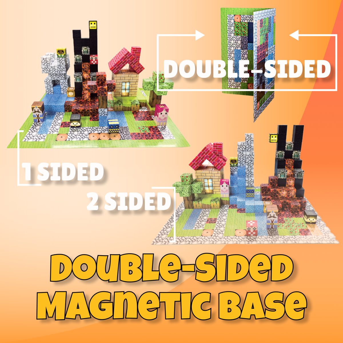 Double-sided foldable magnetic base board